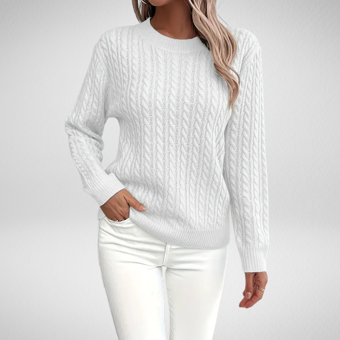 Brenna | Women's Cable Knit Crew Neck Sweater