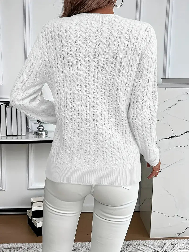 Brenna | Women's Cable Knit Crew Neck Sweater