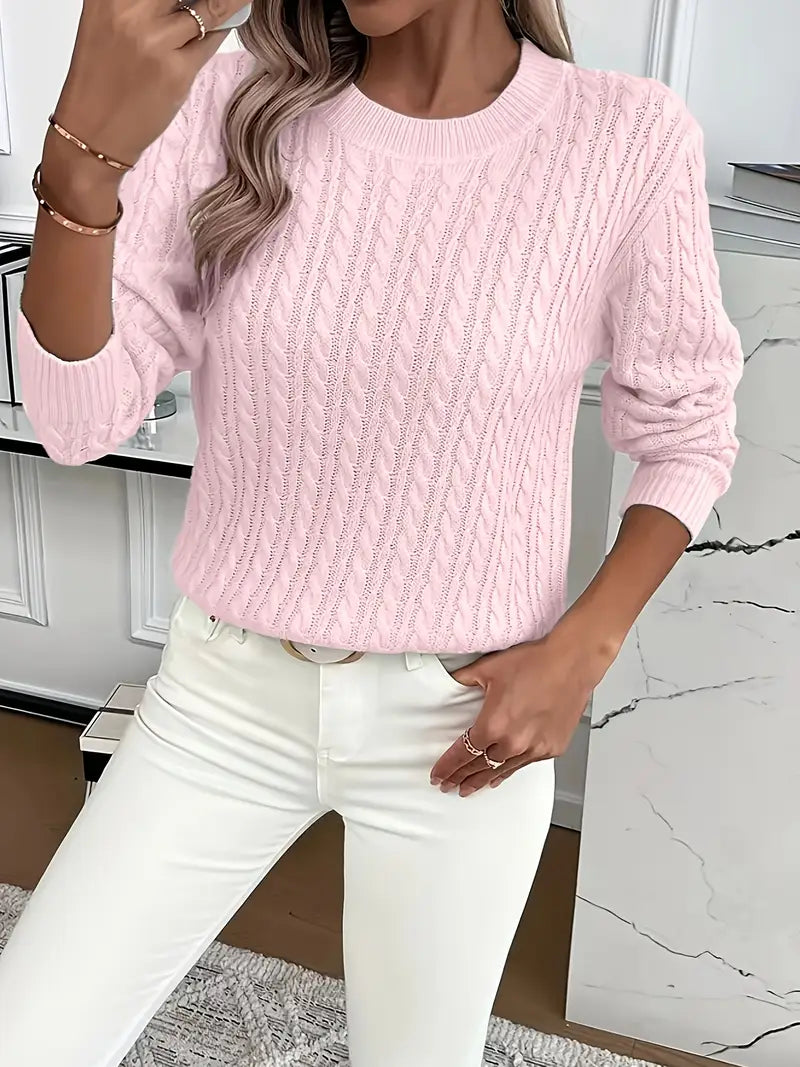 Brenna | Women's Cable Knit Crew Neck Sweater