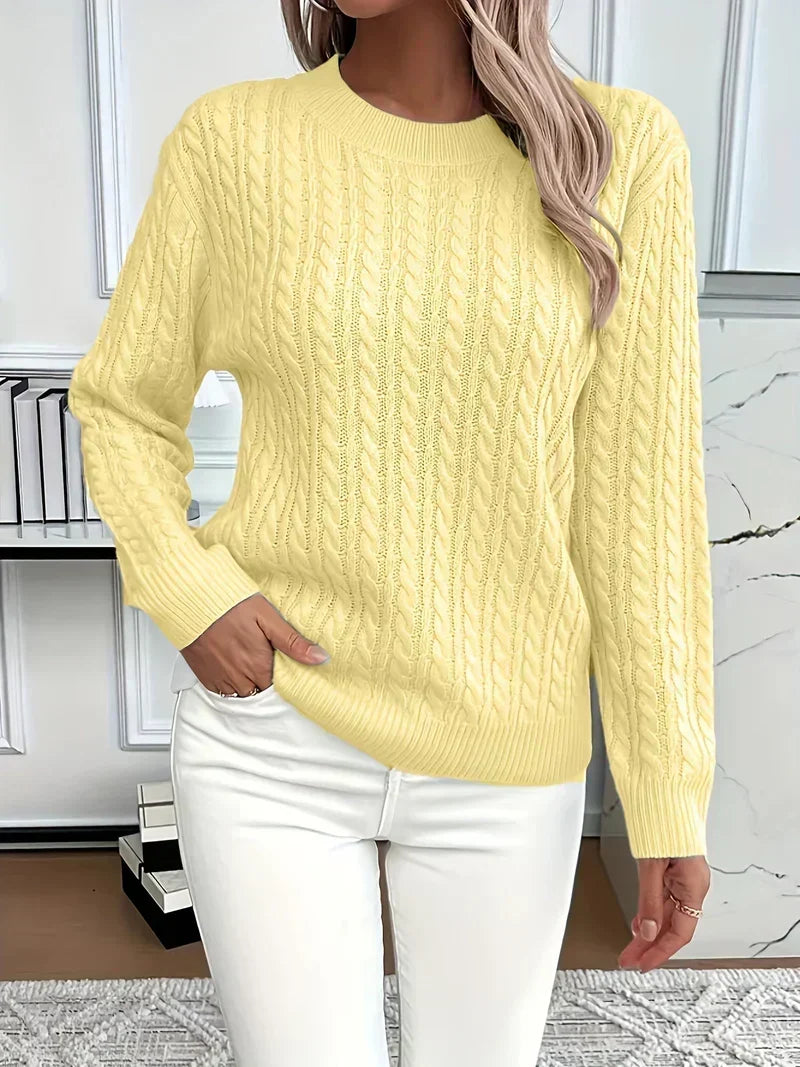 Brenna | Women's Cable Knit Crew Neck Sweater