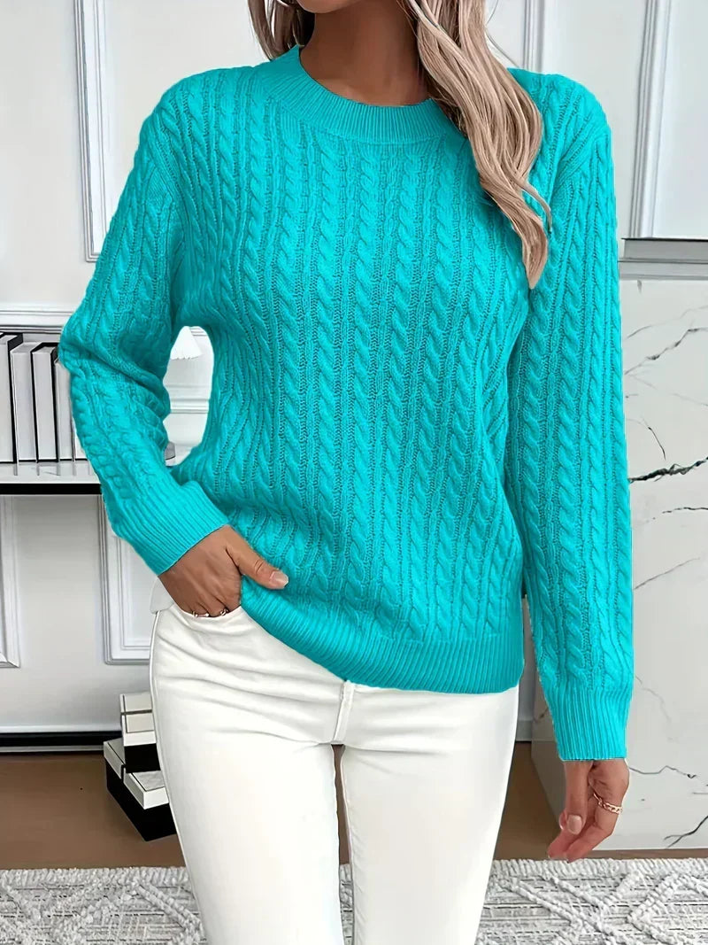Brenna | Women's Cable Knit Crew Neck Sweater