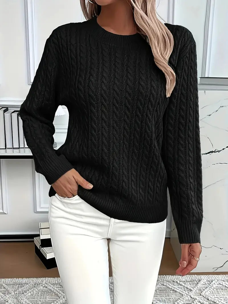 Brenna | Women's Cable Knit Crew Neck Sweater