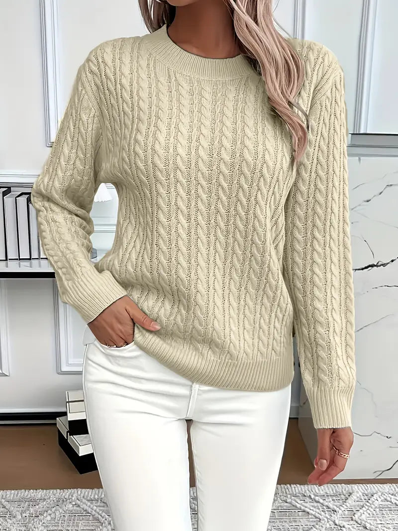 Brenna | Women's Cable Knit Crew Neck Sweater