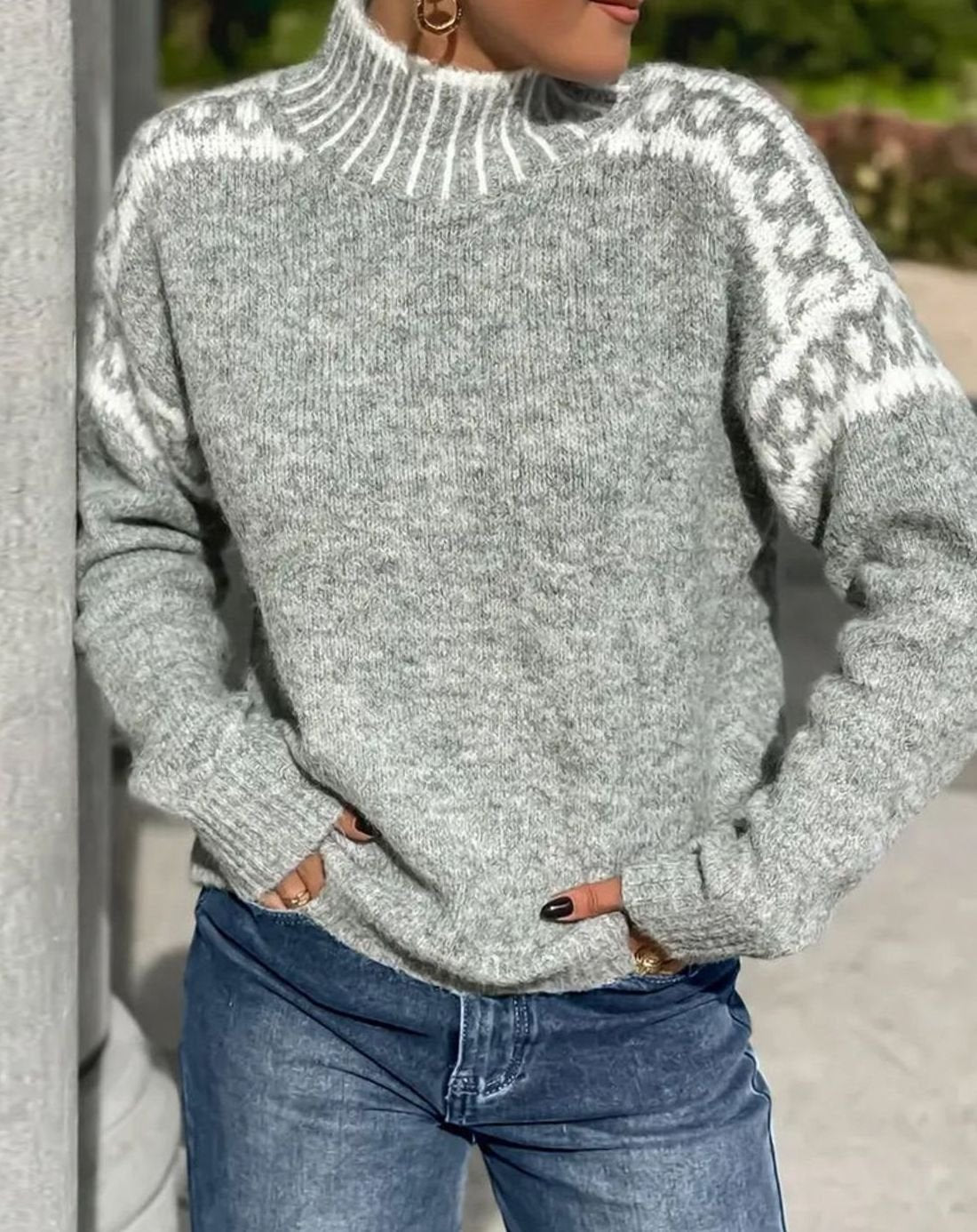 Brenolla | Women's Christmas Sweater Fair Isle Turtleneck