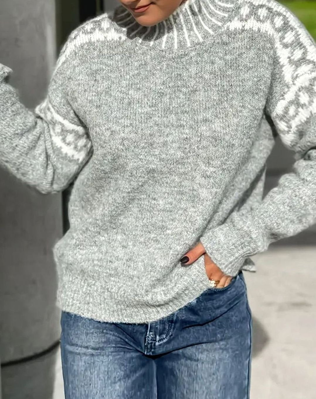 Brenolla | Women's Christmas Sweater Fair Isle Turtleneck