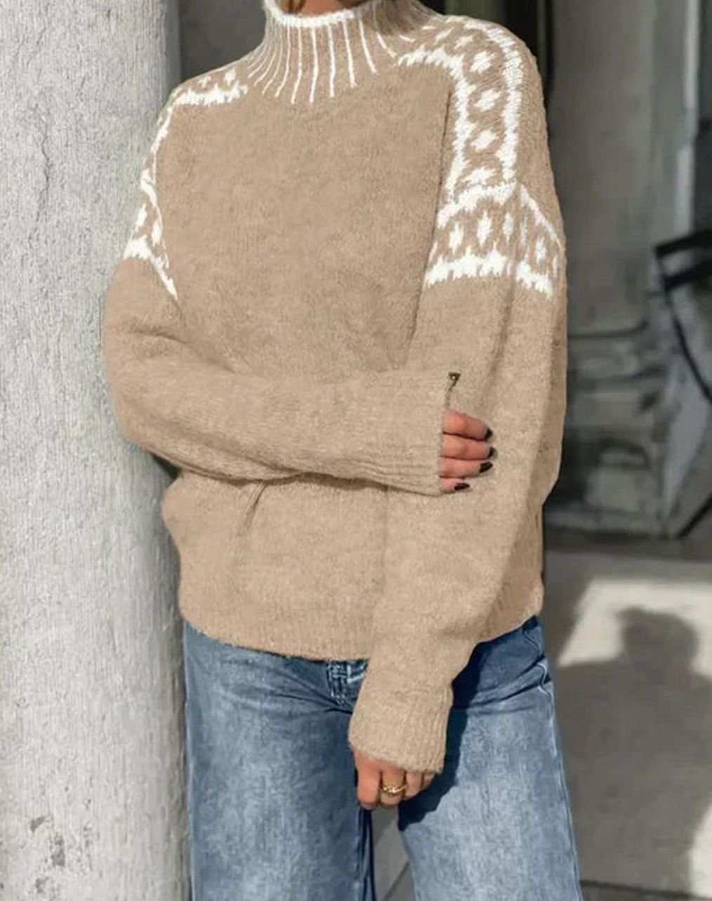 Brenolla | Women's Christmas Sweater Fair Isle Turtleneck