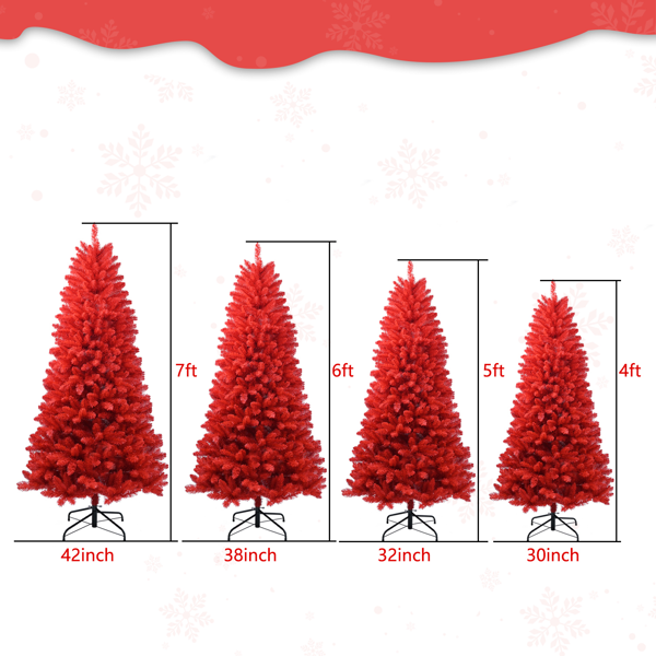 Red Artificial Christmas Tree 5ft – 624 Mixed PVC Tips, Hinged Branches, Foldable Stand