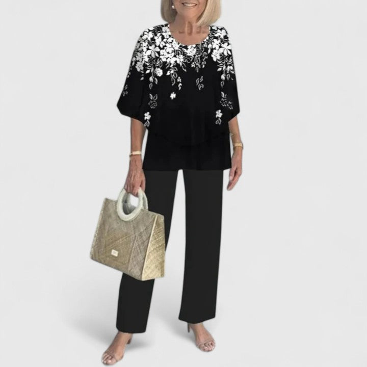 Fern | Women's Casual Floral Print Top and Wide-Leg Pants Set