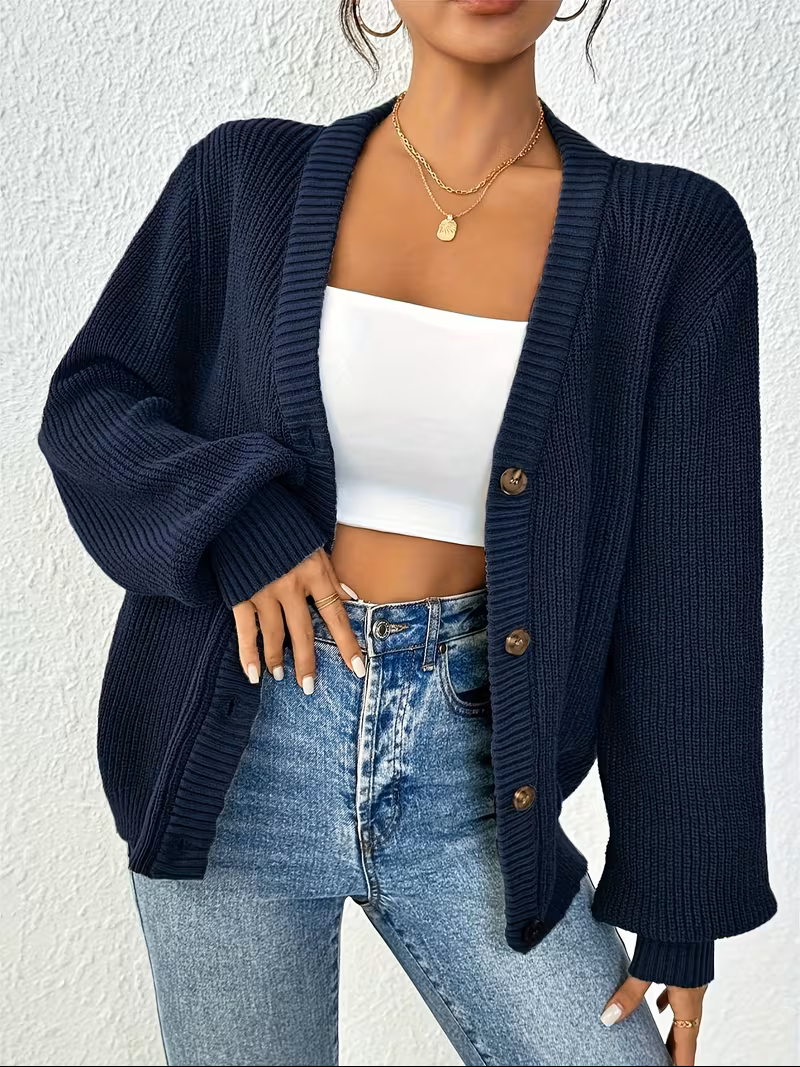 Calvara | Women's Oversized Open-Front Cardigan Sweater