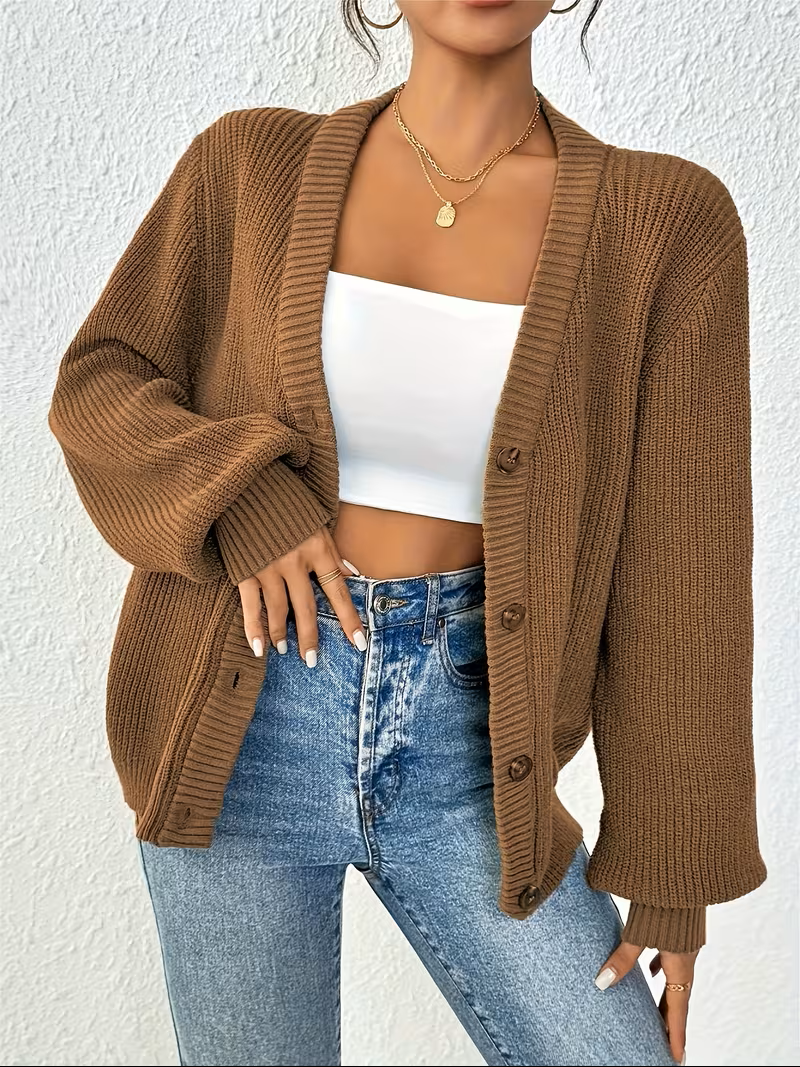 Calvara | Women's Oversized Open-Front Cardigan Sweater