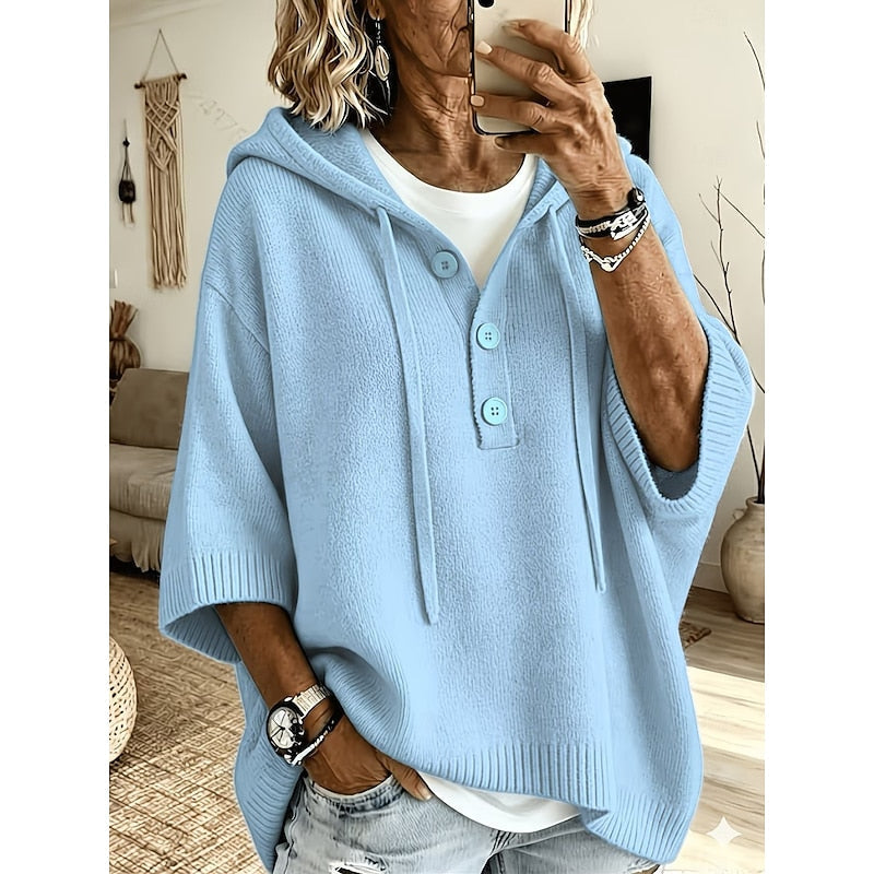 Calveth | Women's Hooded Knit Sweater Relaxed Pullover