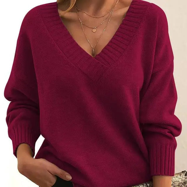 Calveth | Women's V-Neck Pullover Sweater