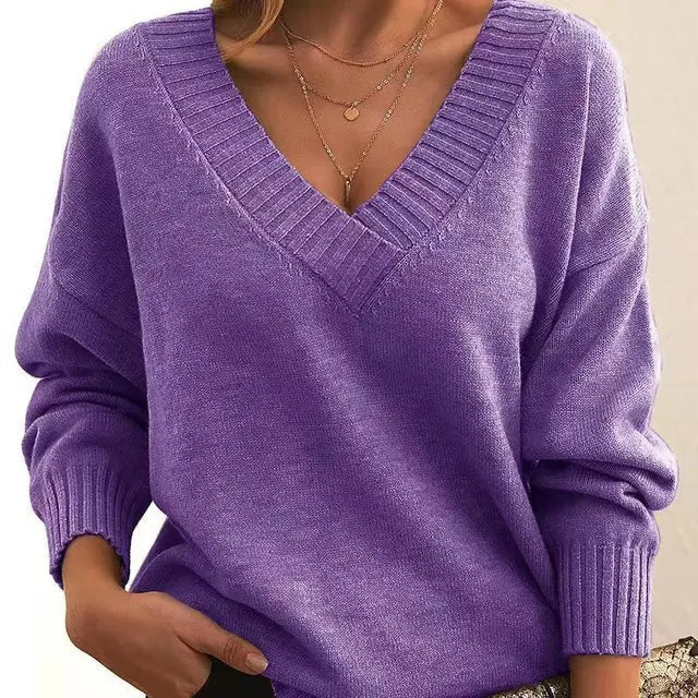 Calveth | Women's V-Neck Pullover Sweater