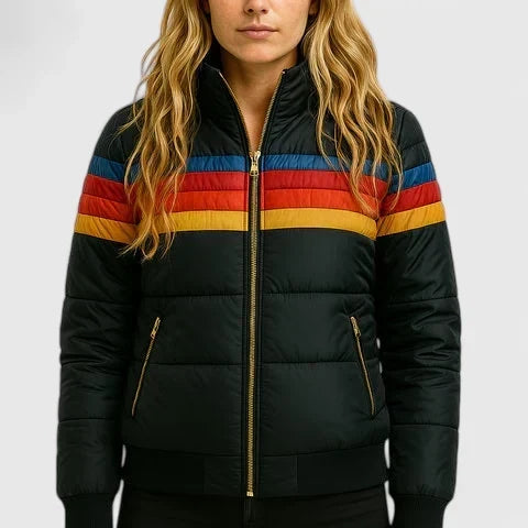 Calvina | Women's Retro Striped Puffer Jacket