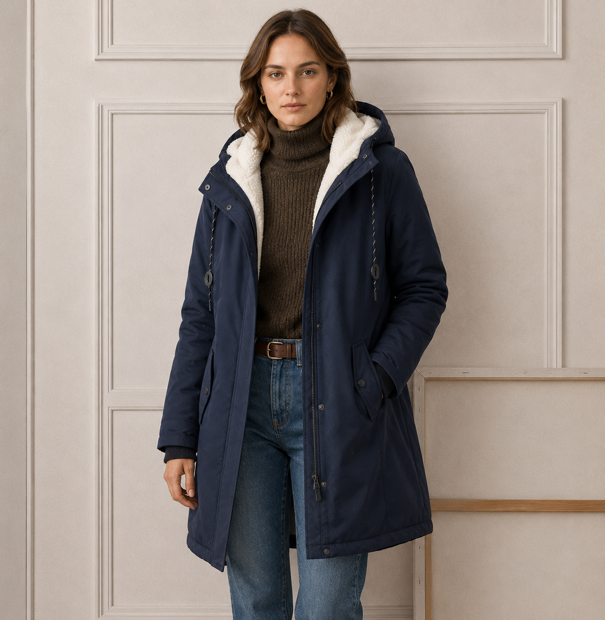 Calvindra | Women's Fleece-Lined Hooded Winter Coat