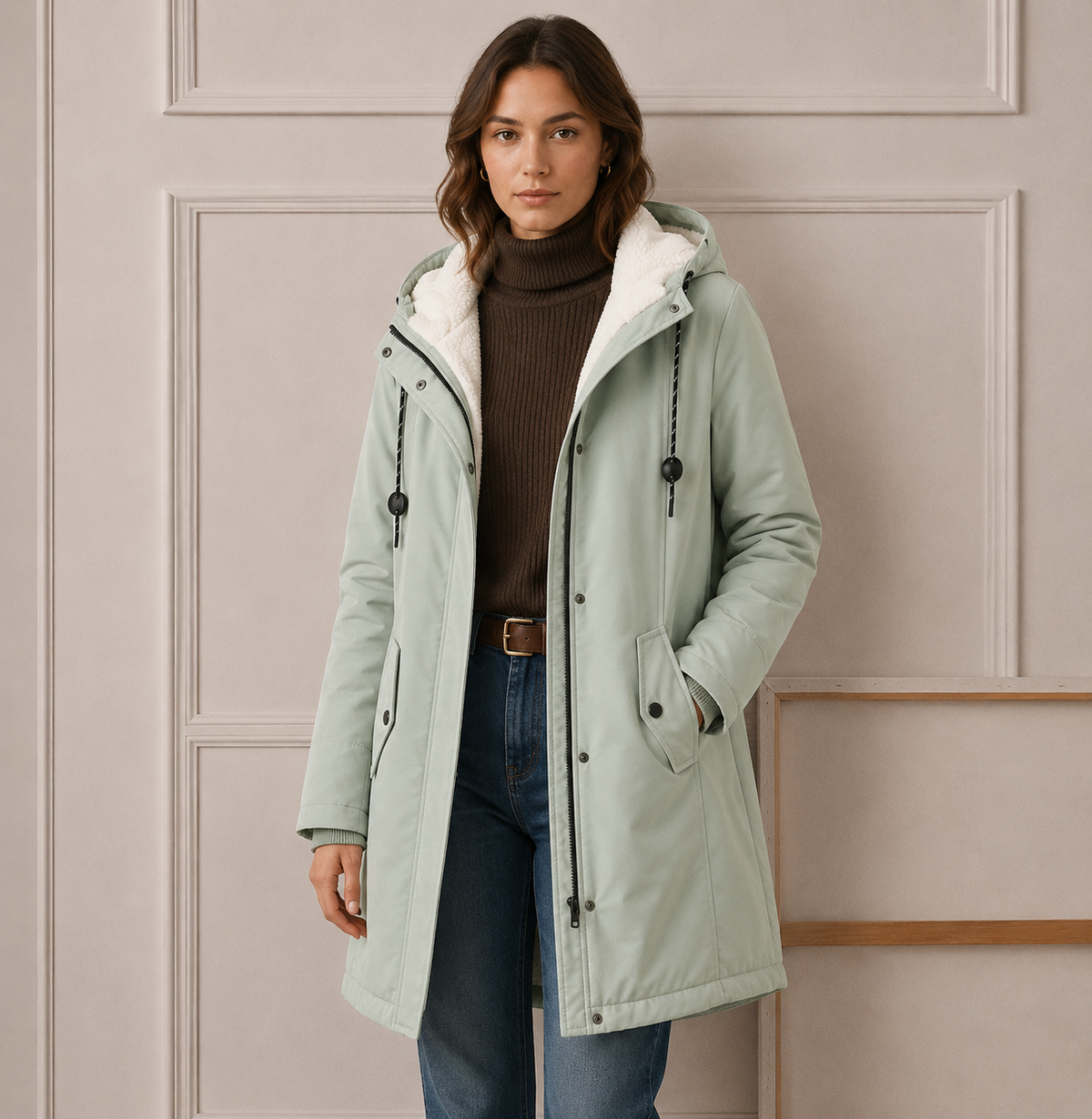 Calvindra | Women's Fleece-Lined Hooded Winter Coat