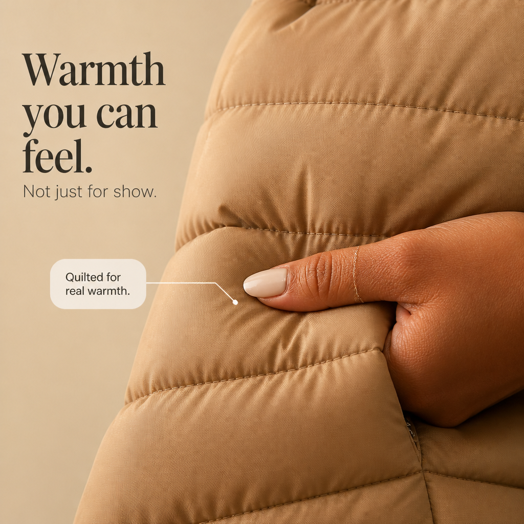 Calvrose | Women's Quilted Puffer Jacket with Knit Sleeves