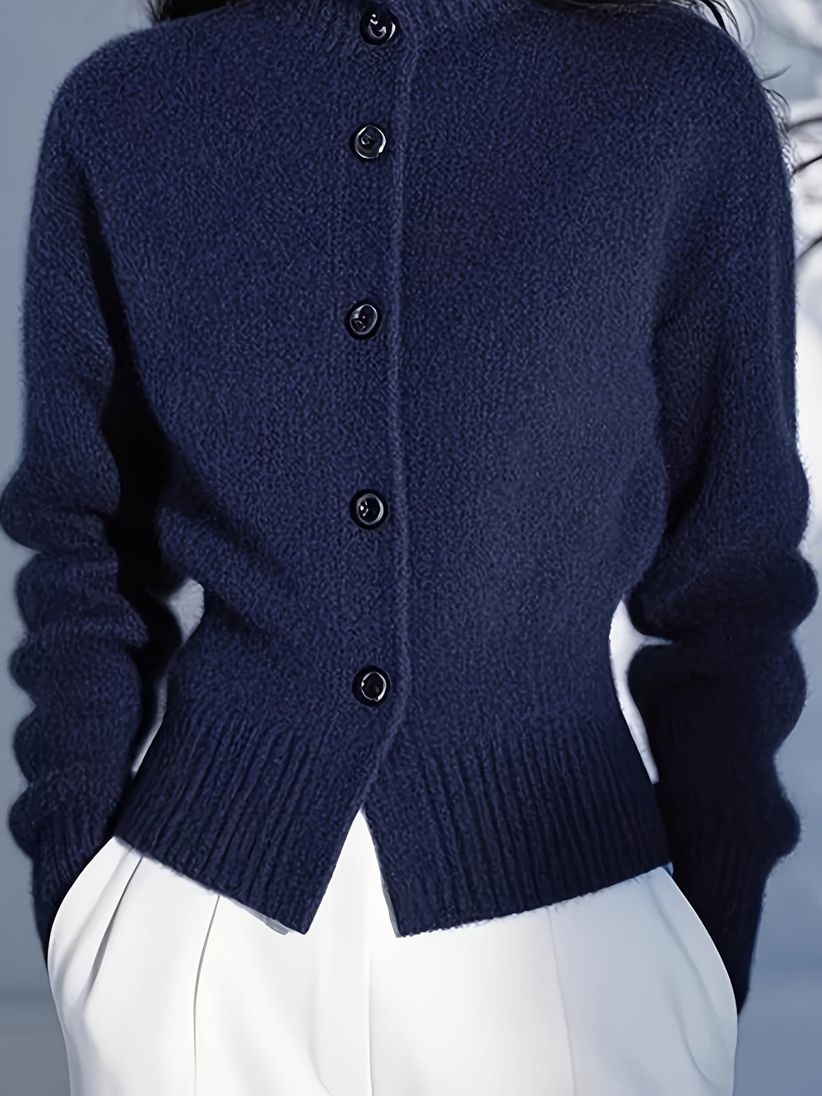 Cavrinda | Women's High-Neck Button Cardigan Sweater