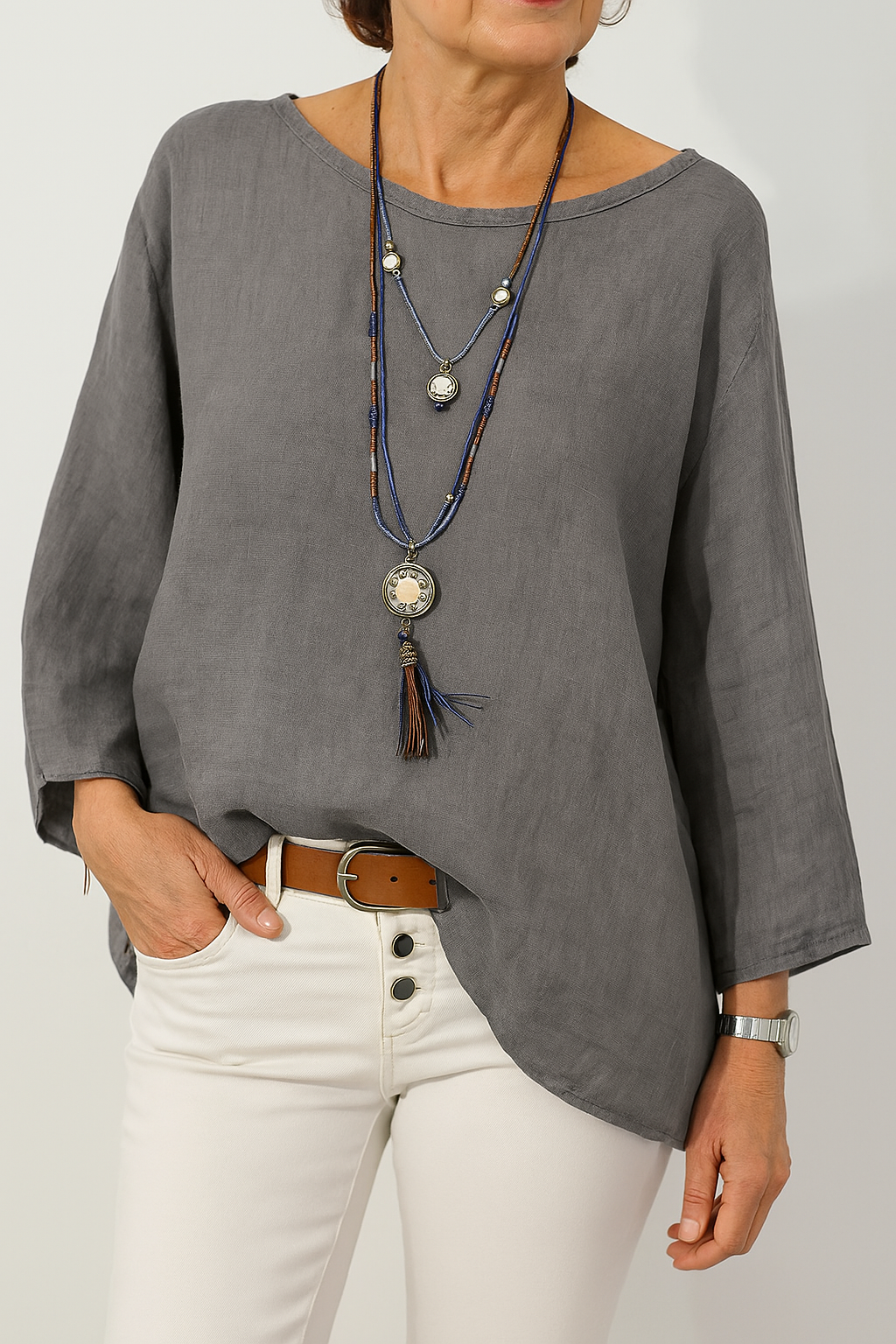 Cavryn | Women's Relaxed Fit Boat Neck Tunic Top