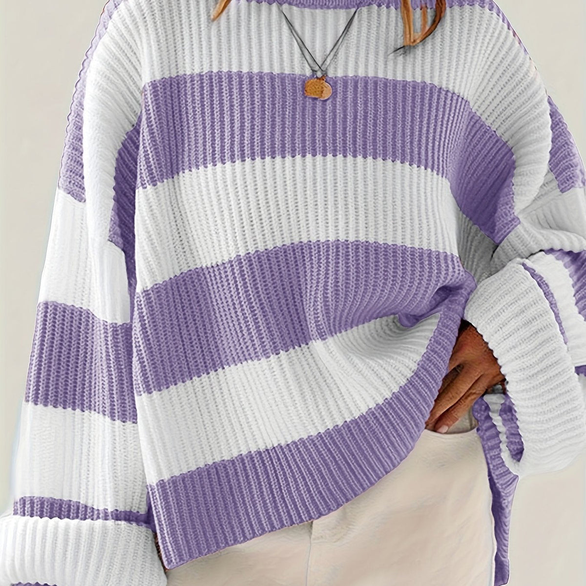 Celvine | Women's Striped Oversized Pullover Sweater