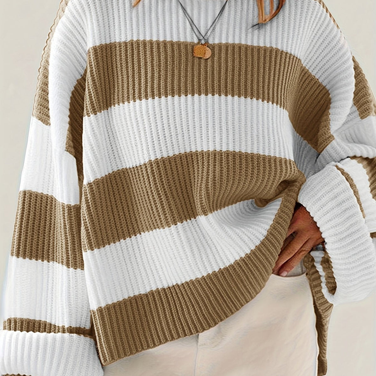 Celvine | Women's Striped Oversized Pullover Sweater