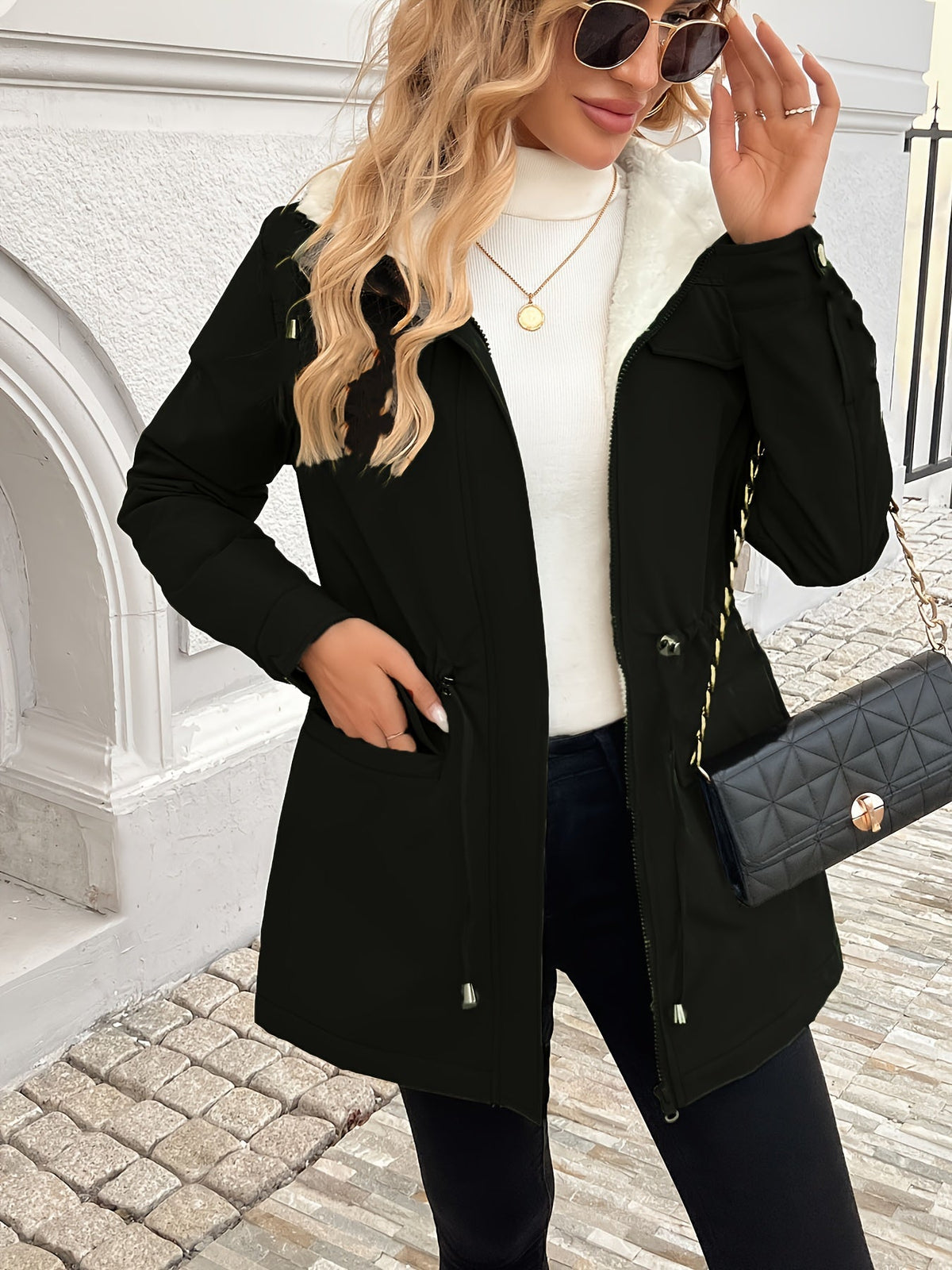 Corvenna | Women's Hooded Drawstring Winter Jacket