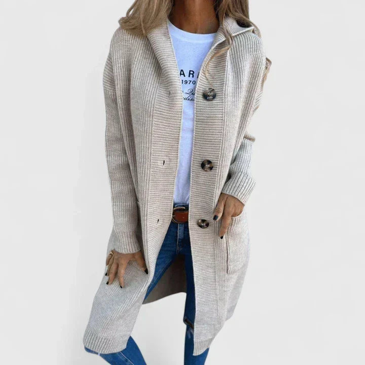 Corveth | Women's Hooded Button-Front Long Cardigan