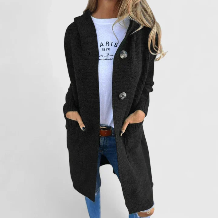 Corveth | Women's Hooded Button-Front Long Cardigan