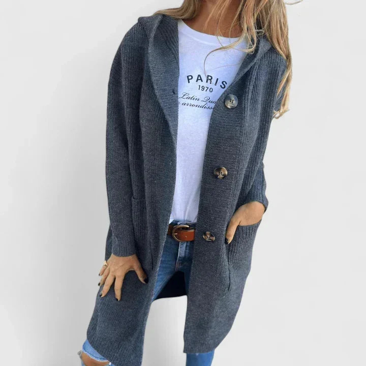 Corveth | Women's Hooded Button-Front Long Cardigan