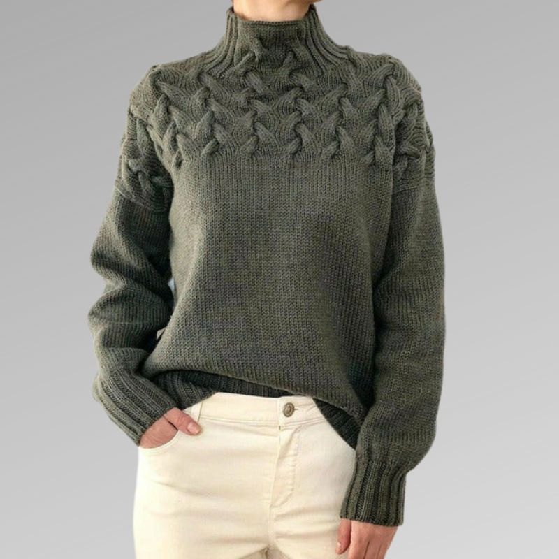 Corwen | Women's Cable Knit Turtleneck Sweater