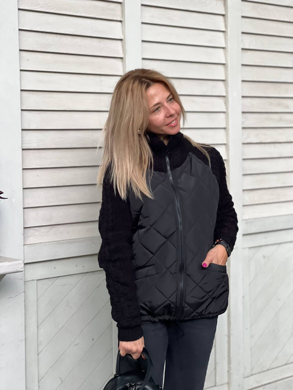 Corwyn | Women's Quilted Jacket with Knit Sleeves