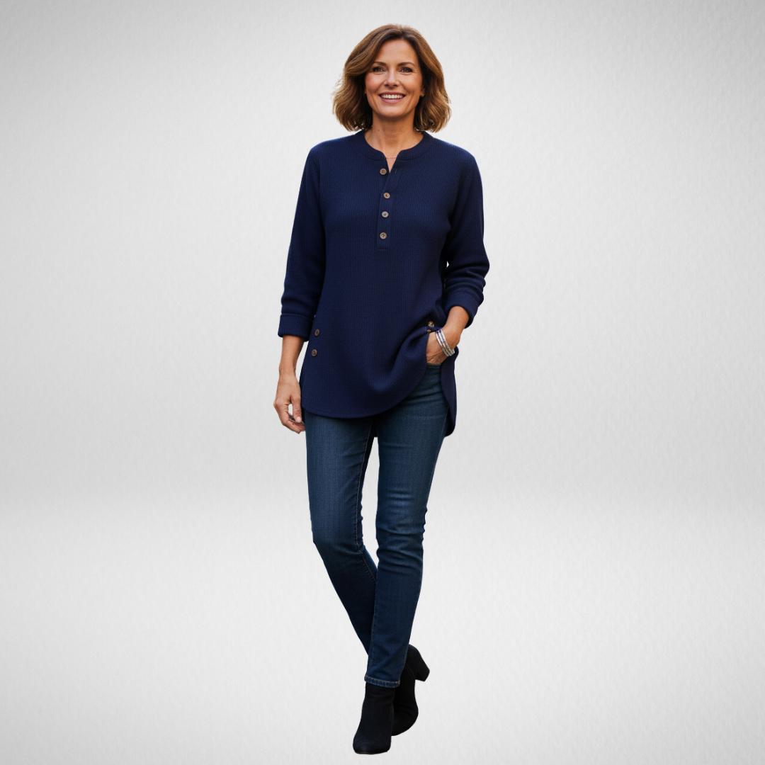 Cressida | Women's Relaxed Fit Henley Tunic Sweater