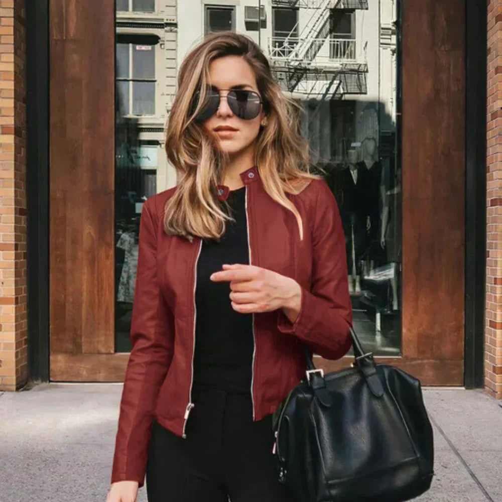 Delveth | Women's Faux Leather Moto Jacket