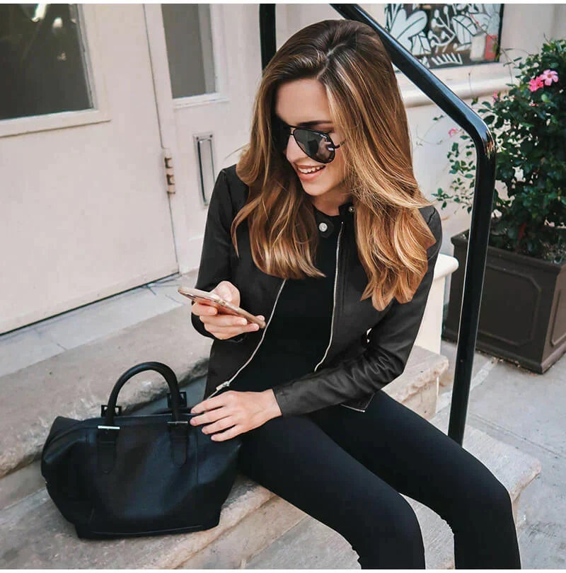 Delveth | Women's Faux Leather Moto Jacket