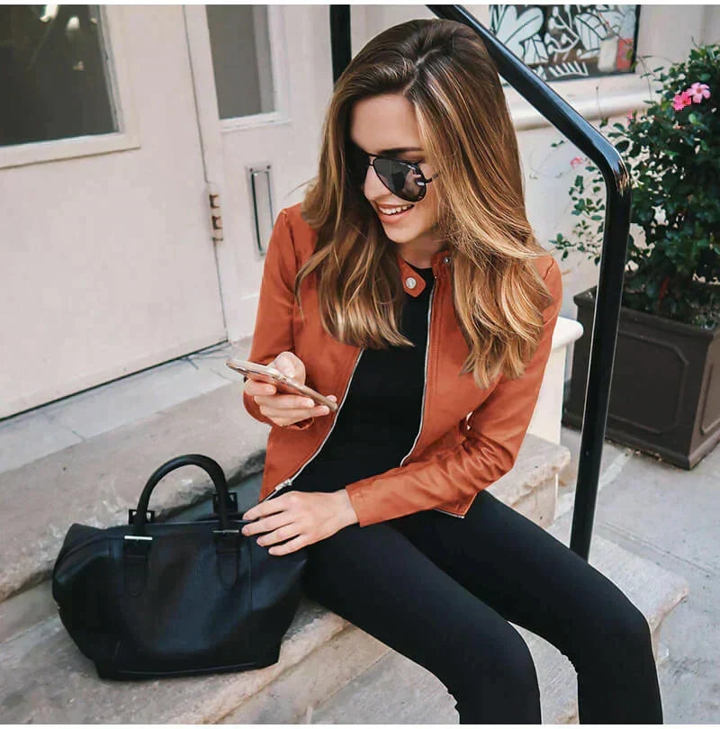 Delveth | Women's Faux Leather Moto Jacket