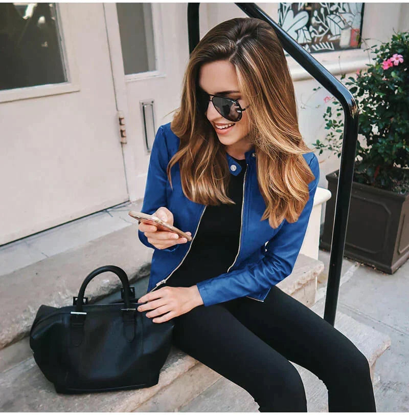 Delveth | Women's Faux Leather Moto Jacket