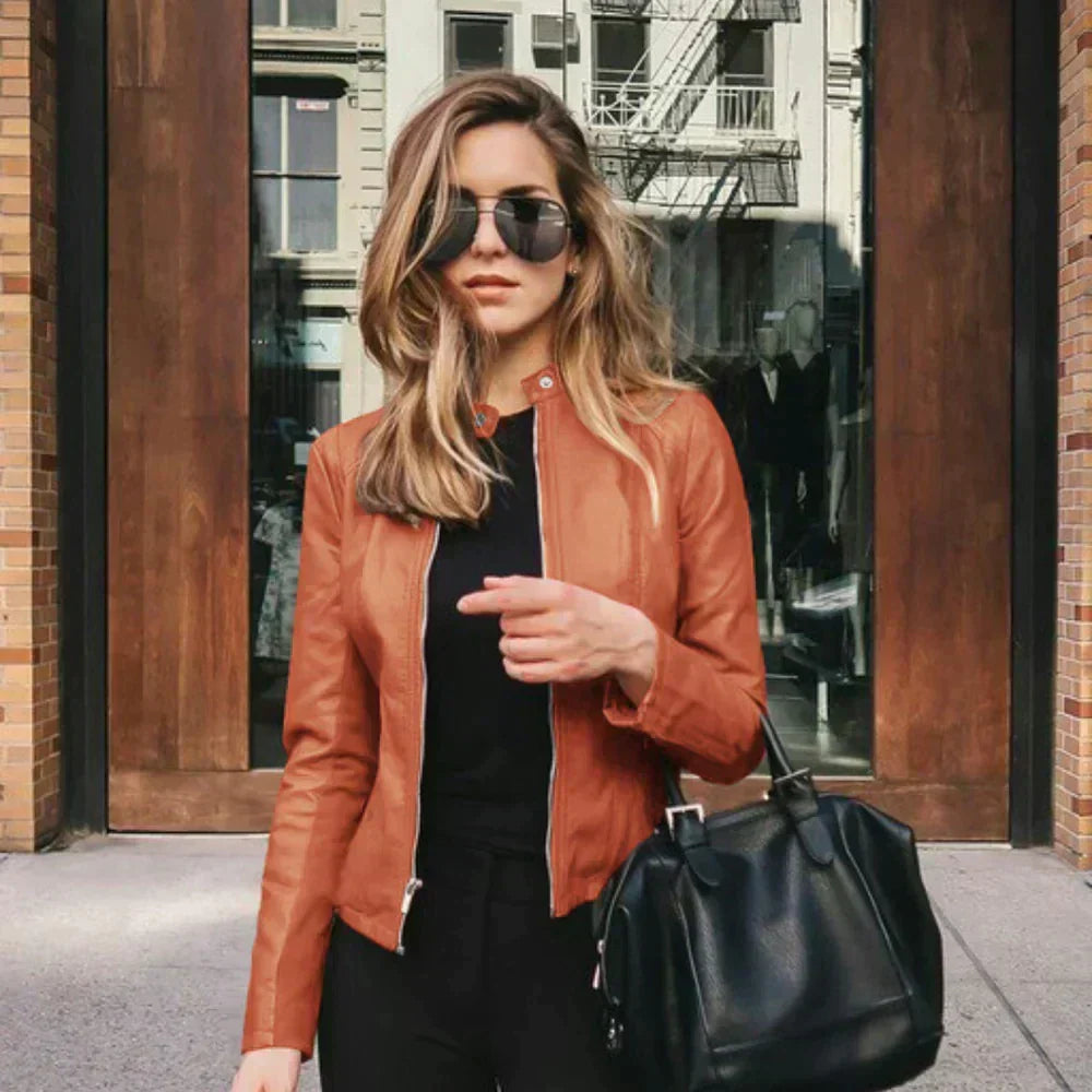 Delveth | Women's Faux Leather Moto Jacket