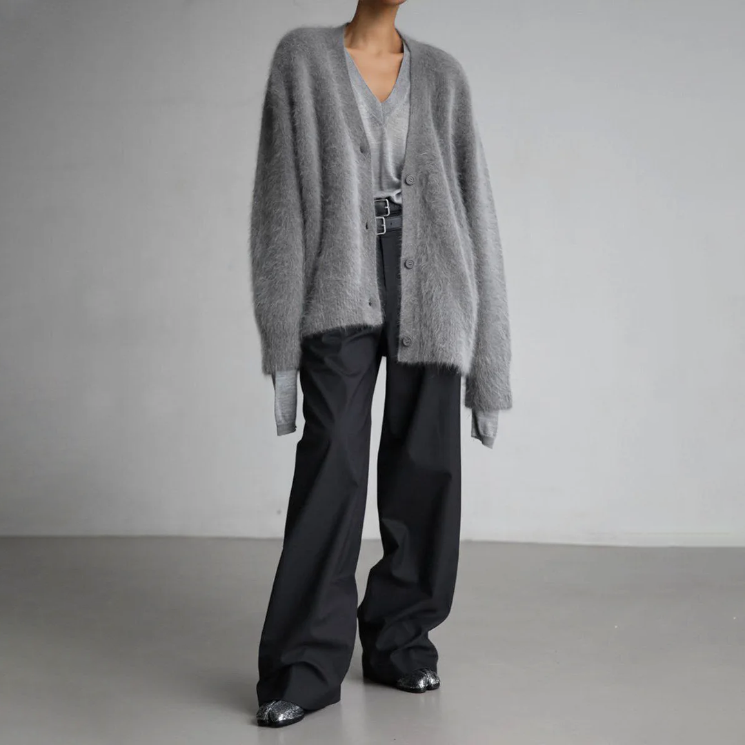 Delwyn | Women's Oversized Fuzzy Button-Front Cardigan
