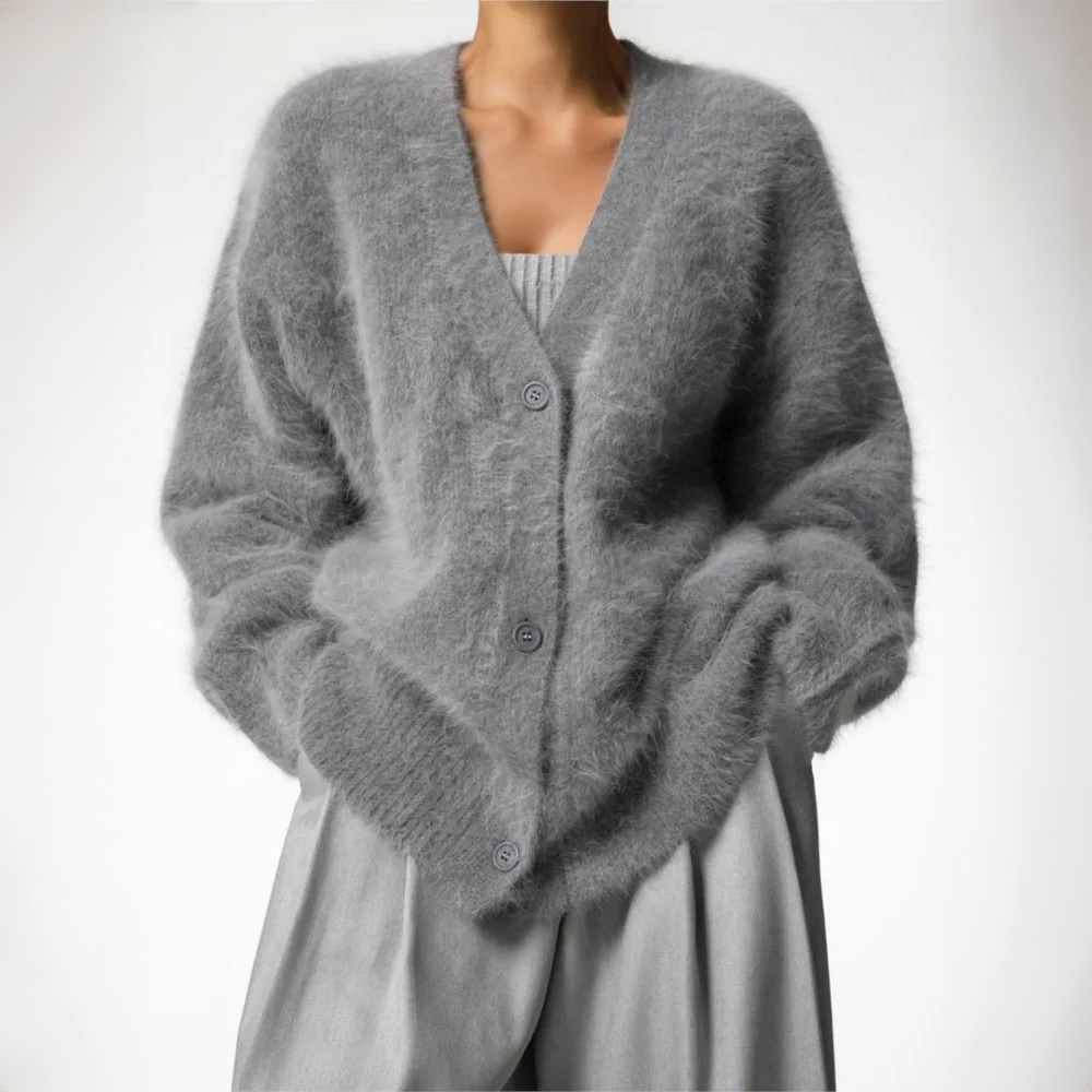 Delwyn | Women's Oversized Fuzzy Button-Front Cardigan