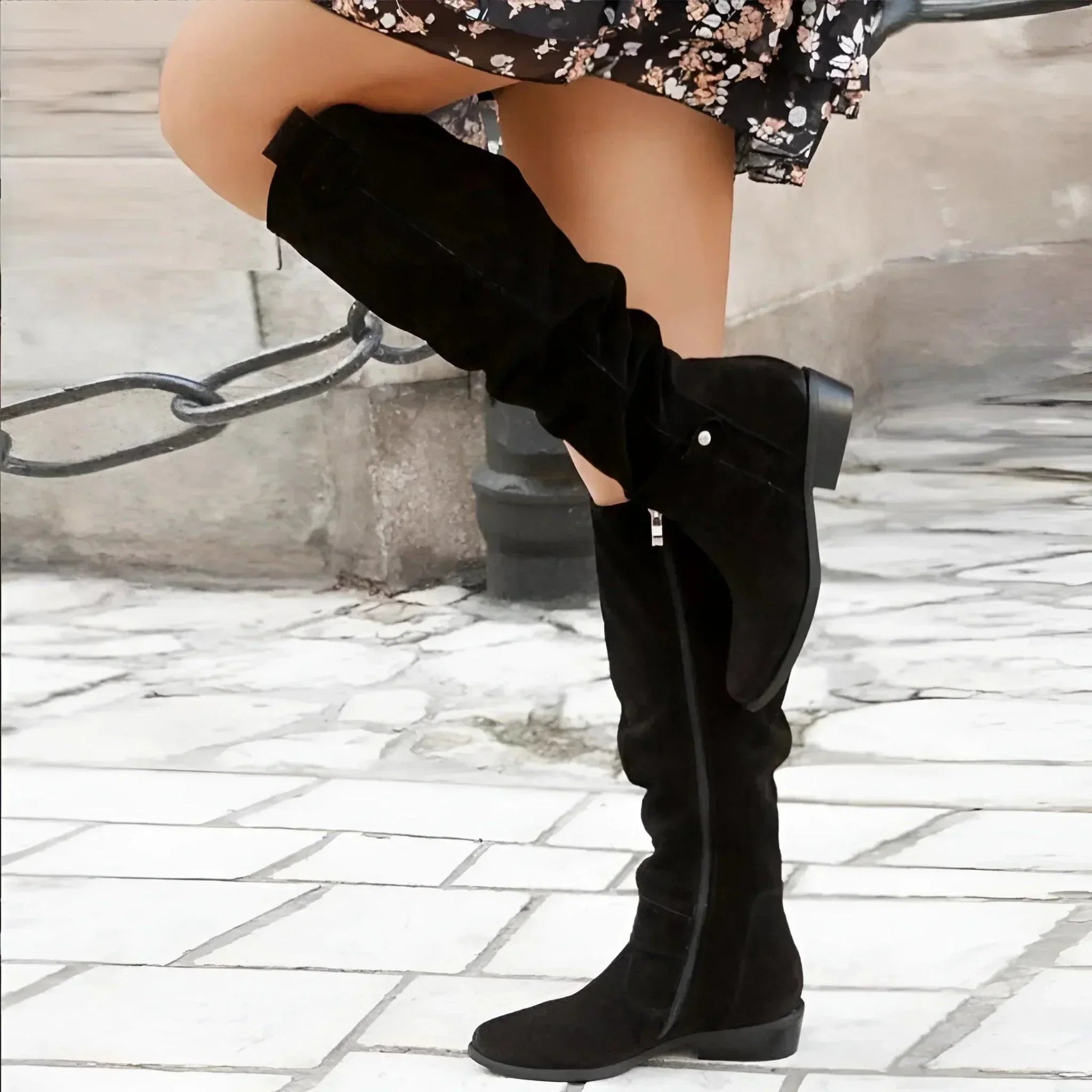 Elegant Knee High Boots Women Block Heel