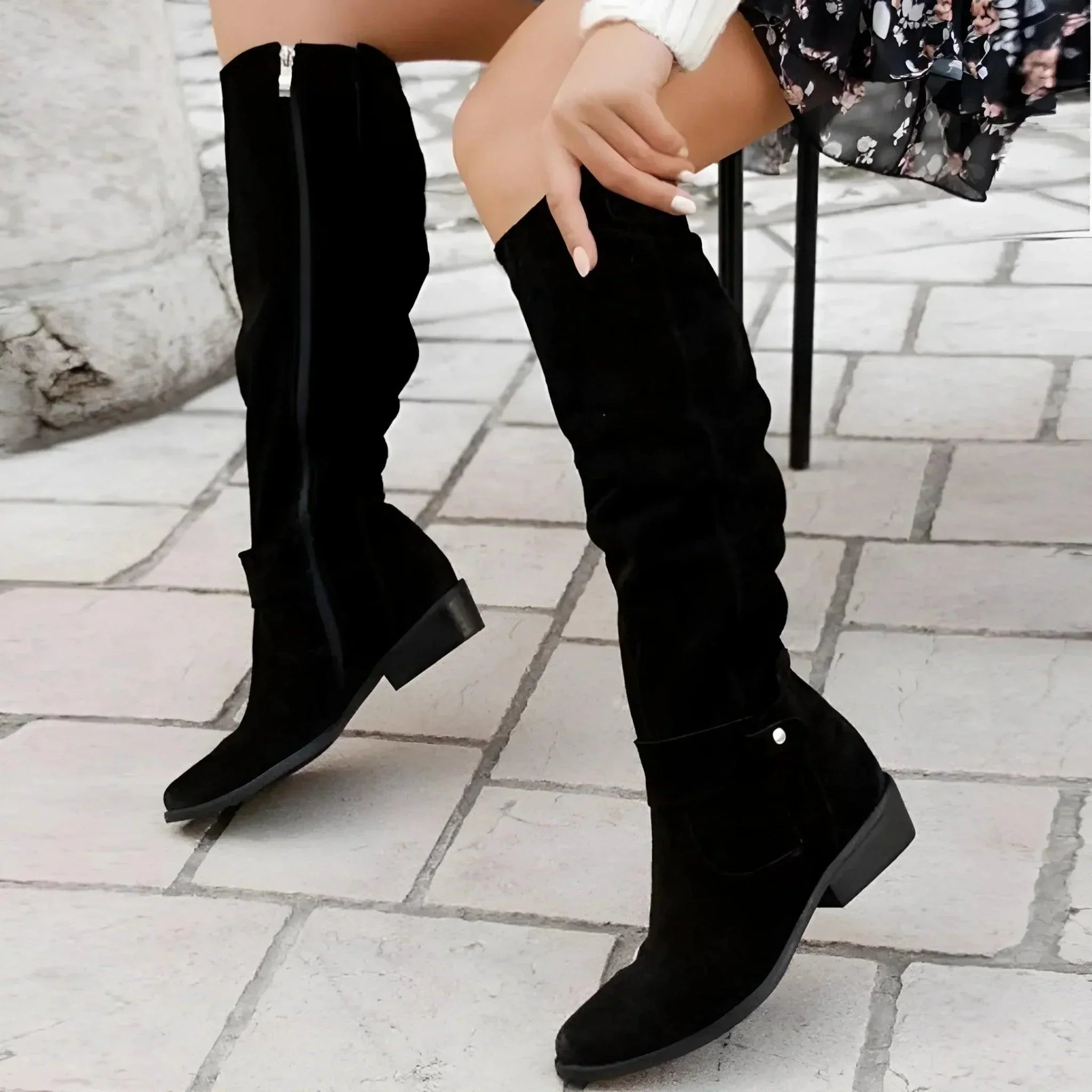 Elegant Knee High Boots Women Block Heel