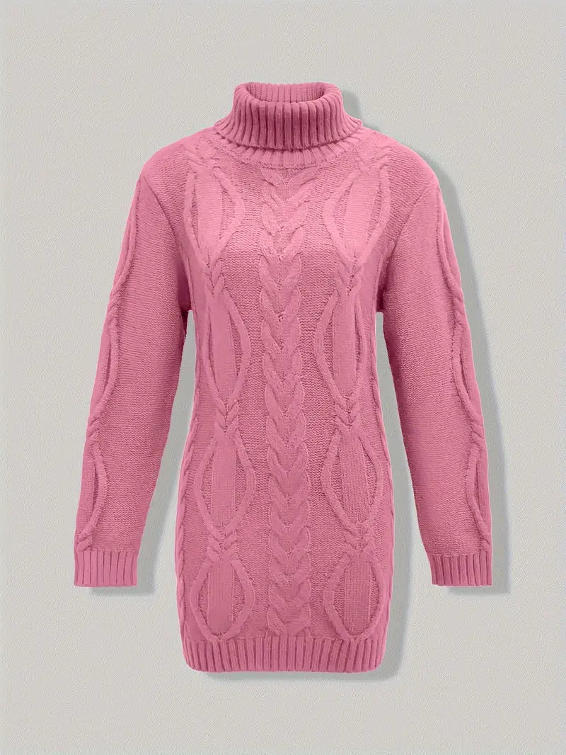 Devna | Women's Oversized Cable Knit Turtleneck Sweater