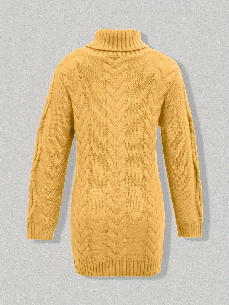 Devna | Women's Oversized Cable Knit Turtleneck Sweater