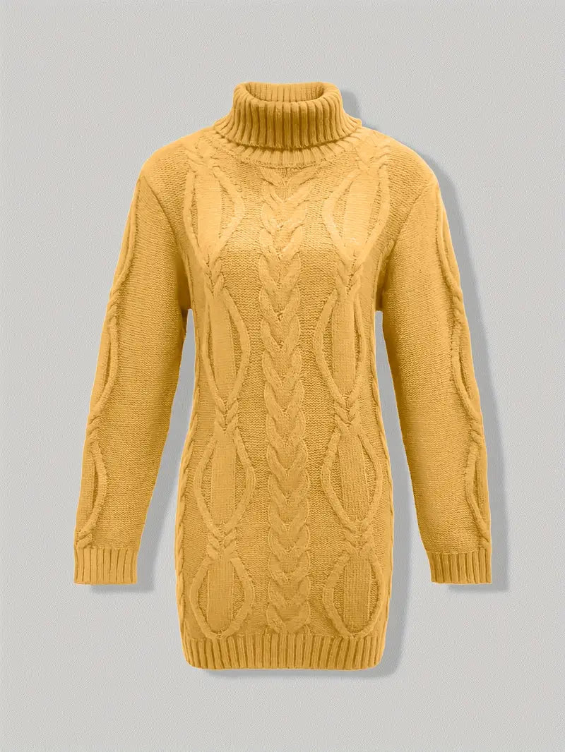 Devna | Women's Oversized Cable Knit Turtleneck Sweater