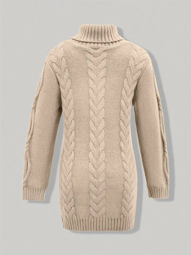 Devna | Women's Oversized Cable Knit Turtleneck Sweater