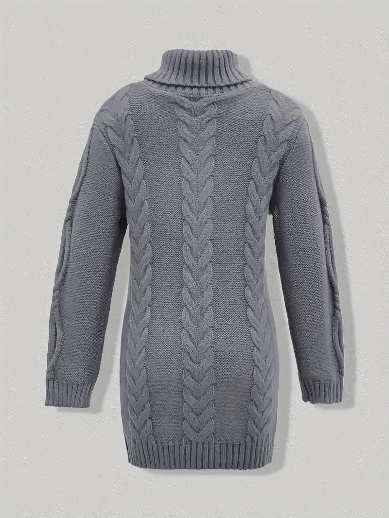 Devna | Women's Oversized Cable Knit Turtleneck Sweater