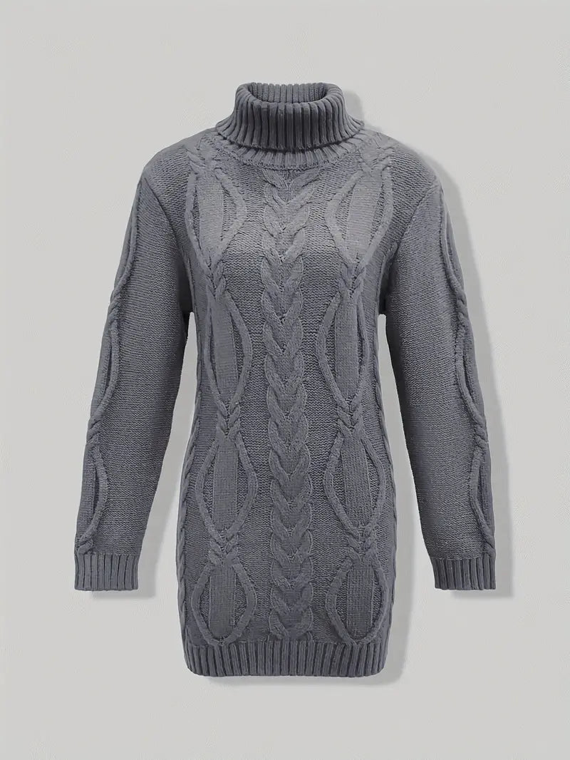 Devna | Women's Oversized Cable Knit Turtleneck Sweater