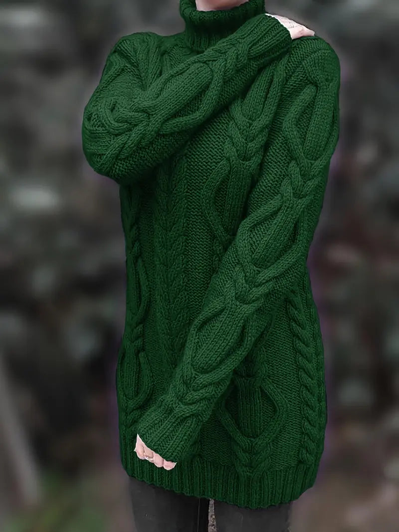 Devna | Women's Oversized Cable Knit Turtleneck Sweater