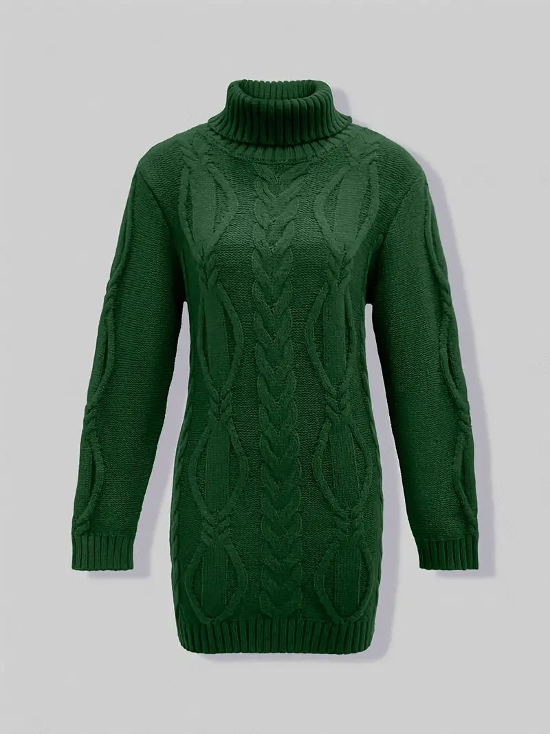 Devna | Women's Oversized Cable Knit Turtleneck Sweater