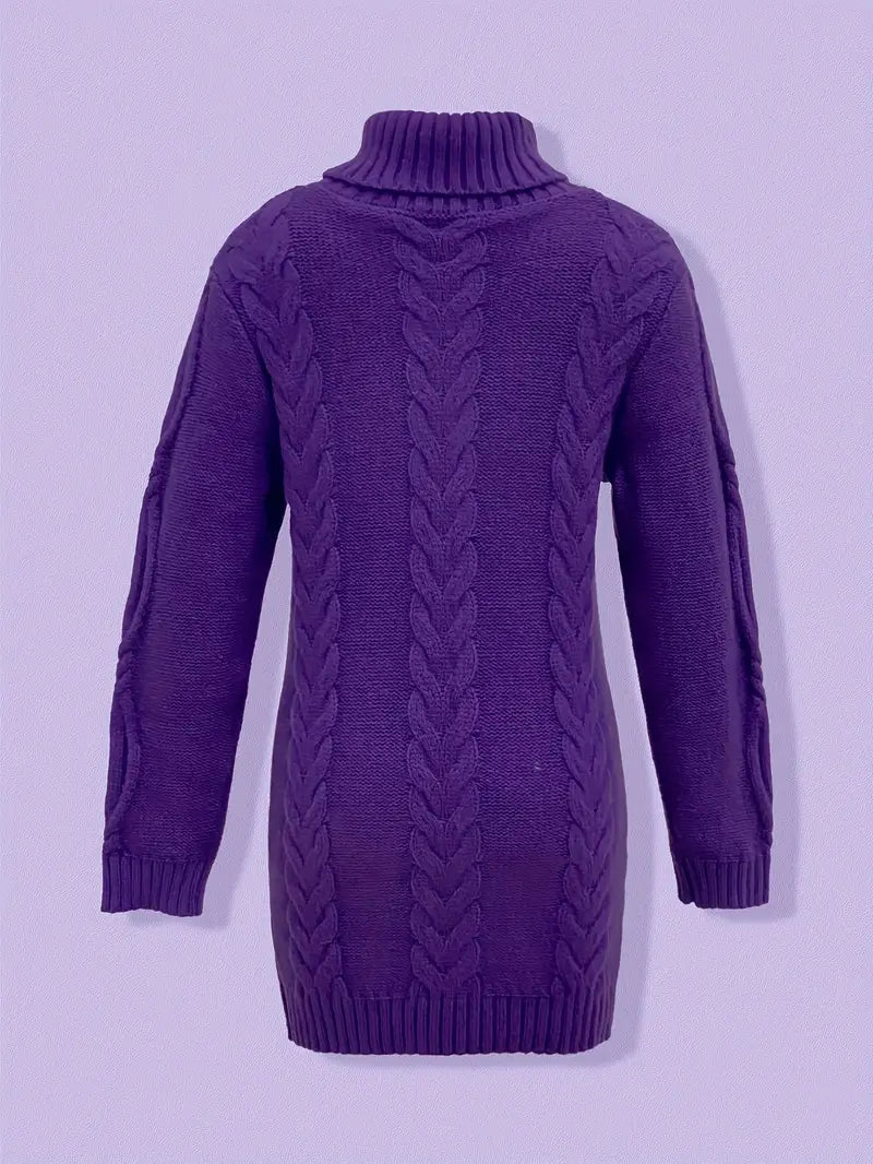 Devna | Women's Oversized Cable Knit Turtleneck Sweater